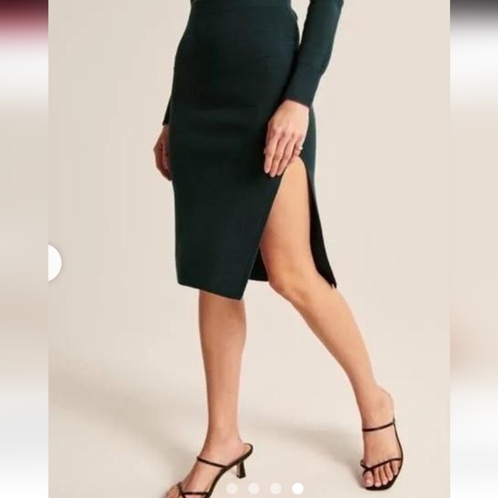 Abercrombie & Fitch Women Teal Green Knit Midi Pencil Skirt With Side Slit sz M